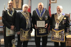 V.W. Bro. George Carpenter's 25 Years a Past Master pin and certificate presentation (Mar 10, 2026)