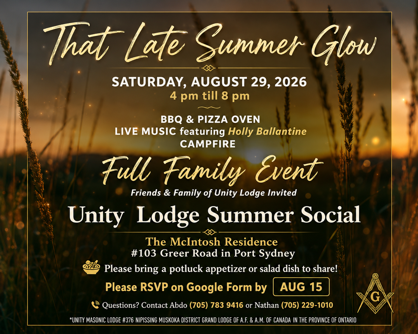 That Late Summer Glow – Unity Lodge Summer Social
